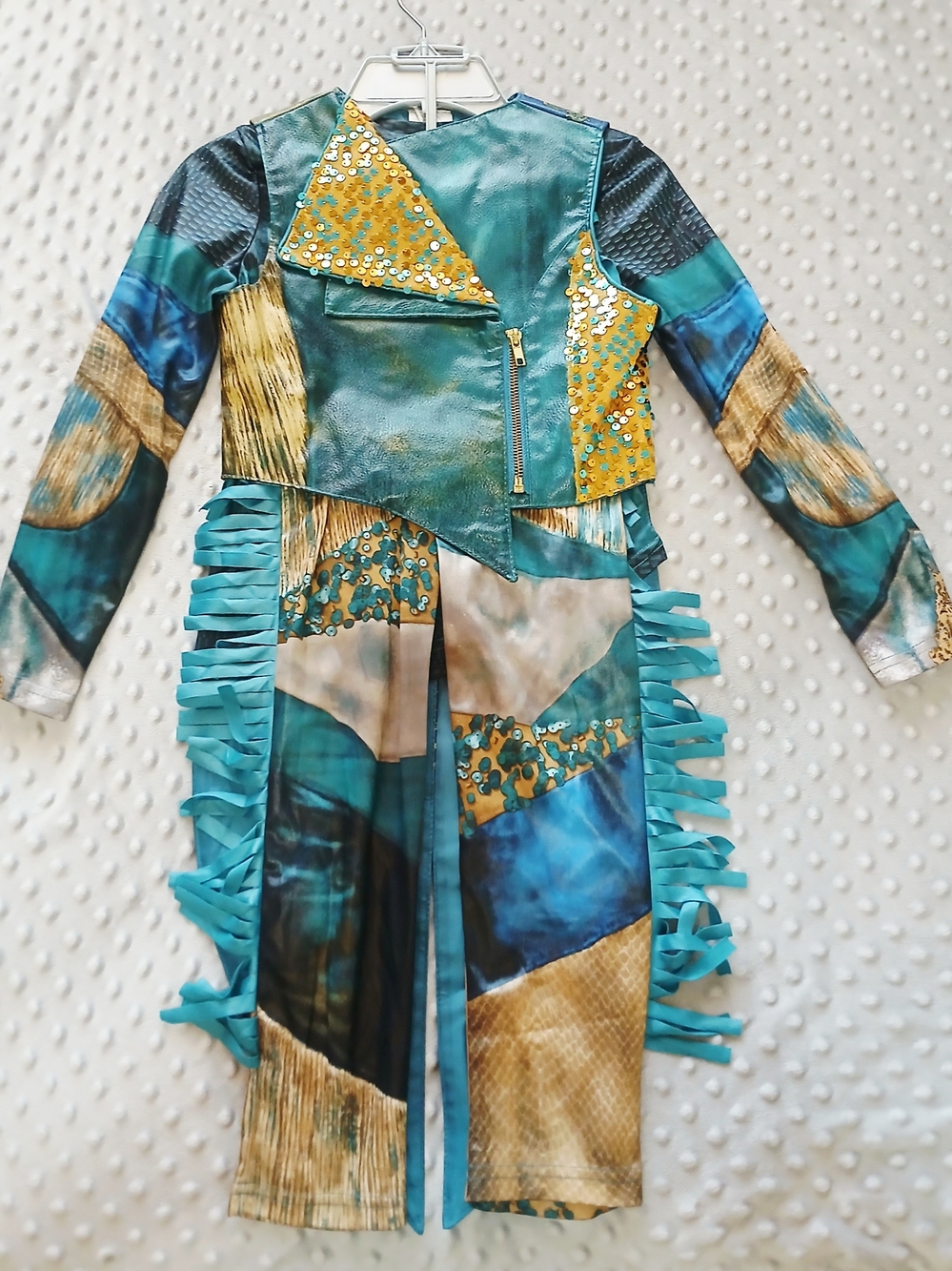 Disney Descendents Uma Costume Teal & Gold Sequin Fringe Costume Dress Set